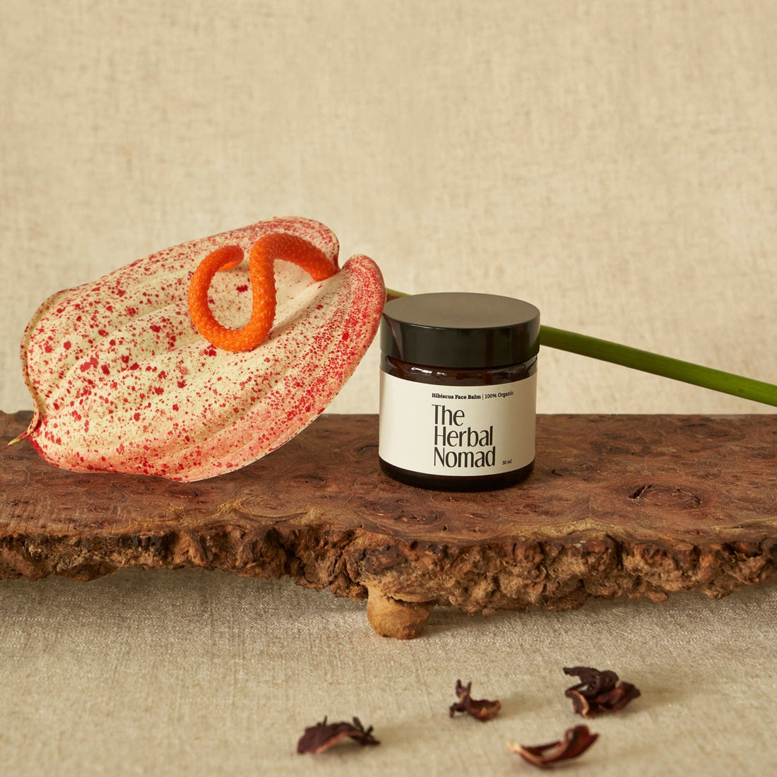 The Hibiscus face balm, Handcrafted with hibiscus and raspberry seed oil. 100% organic.