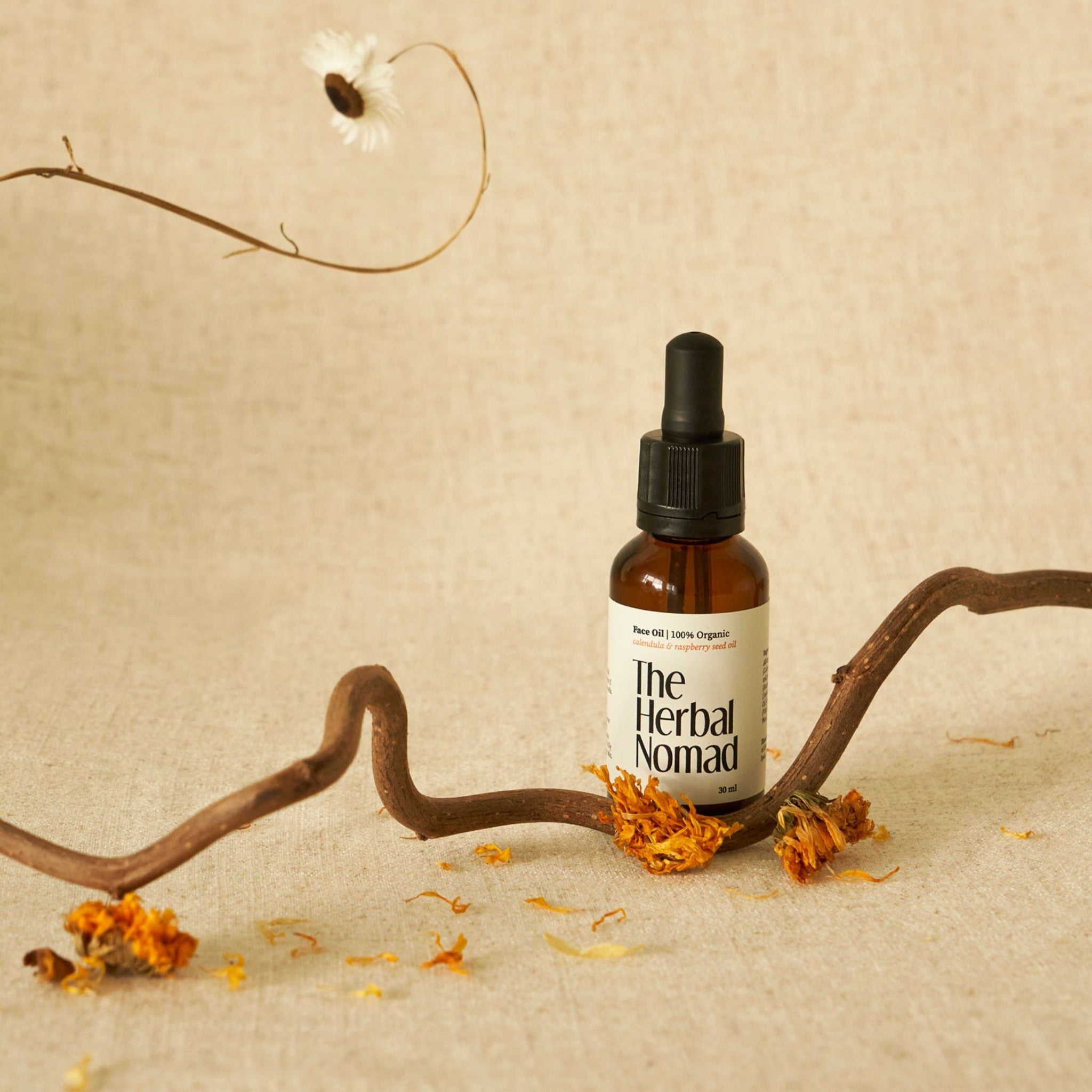 Face Oil, handcrafted with Calendula and raspberry oil. 100% Organic.